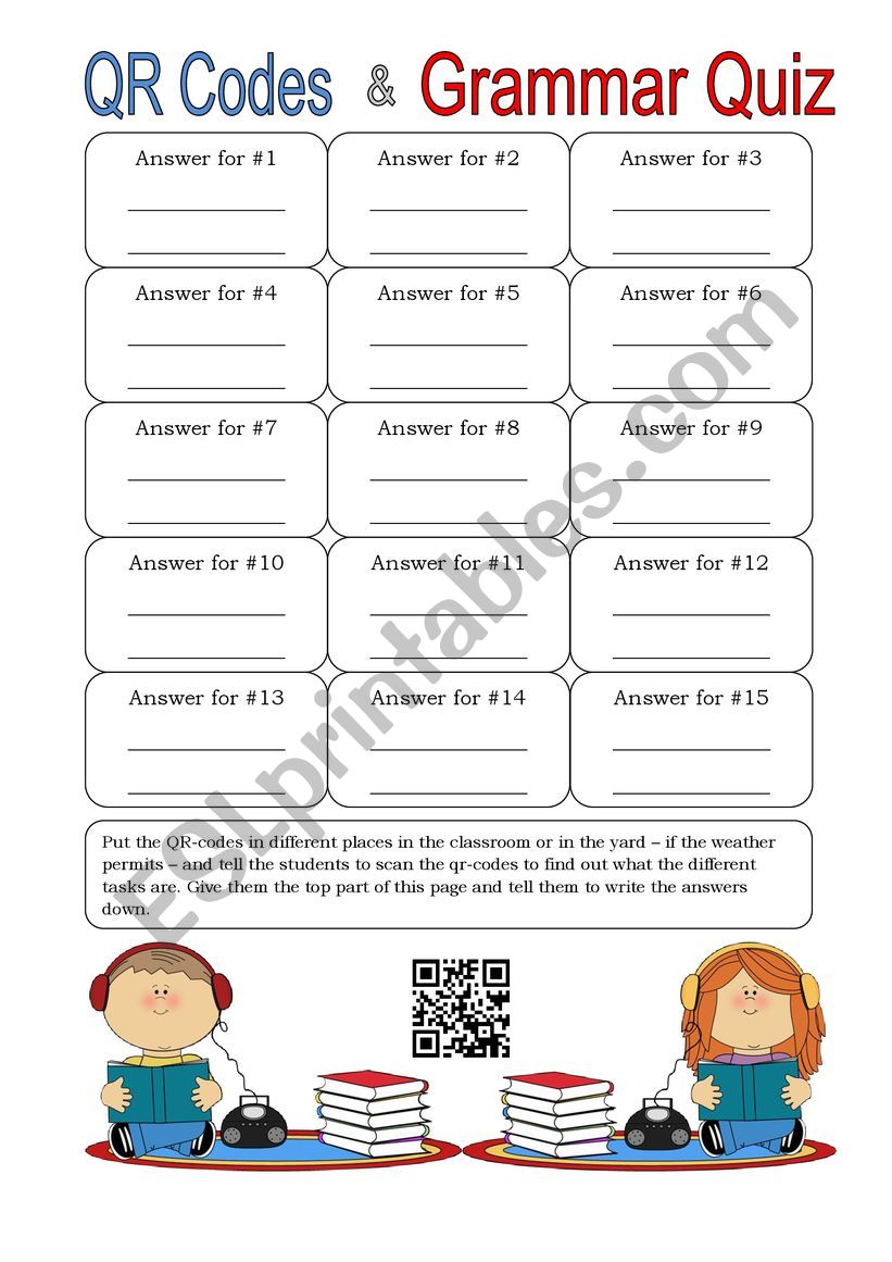 qr english games worksheet