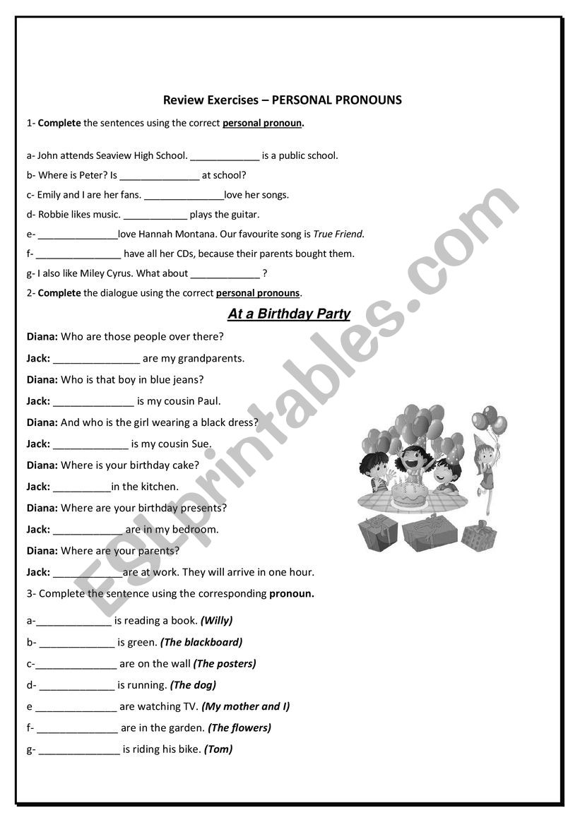 Personal Pronouns worksheet