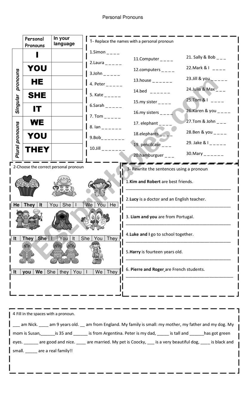 Subject Pronouns worksheet