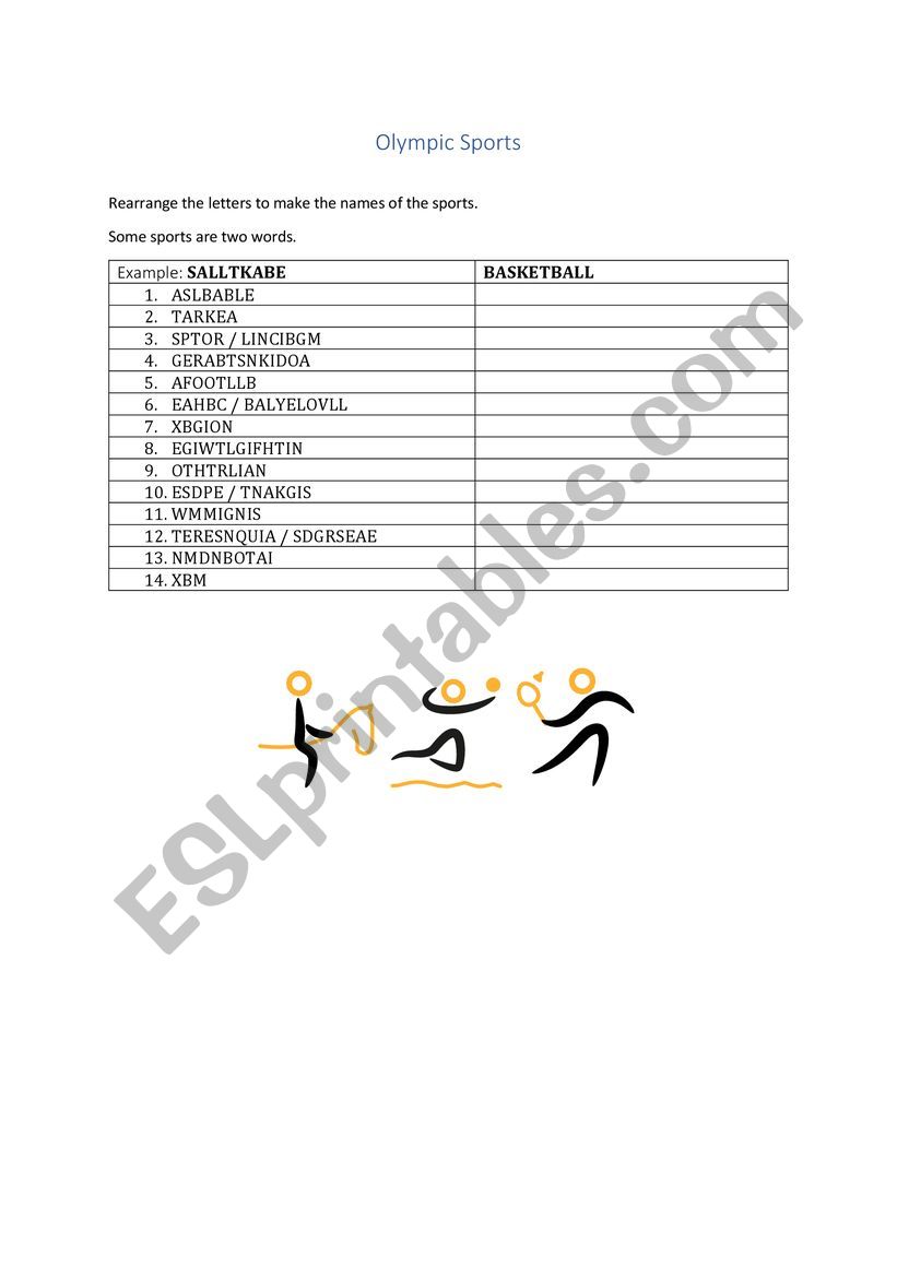 Olympic Sports worksheet