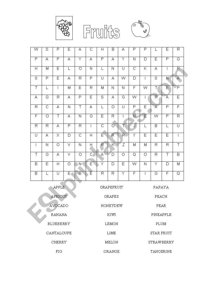 Fruits worksheet