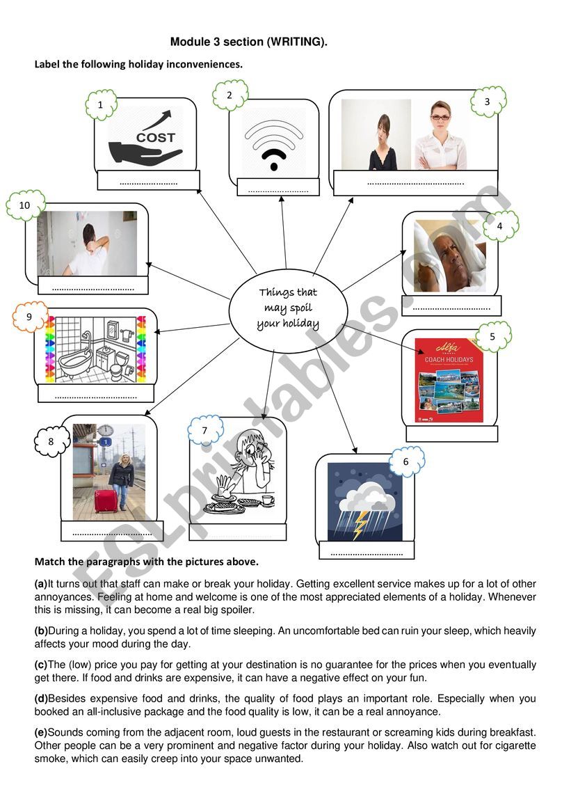 HOLIDAY COMPLAINTS worksheet