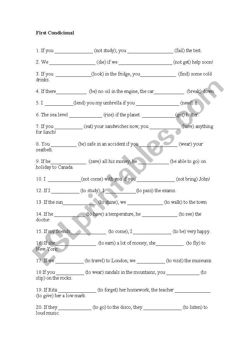 First conditional  worksheet