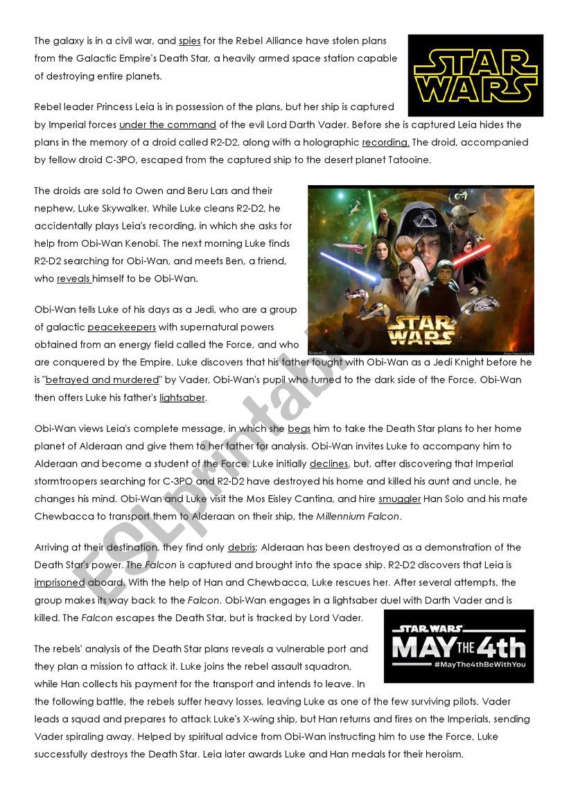 Star Wars worksheet