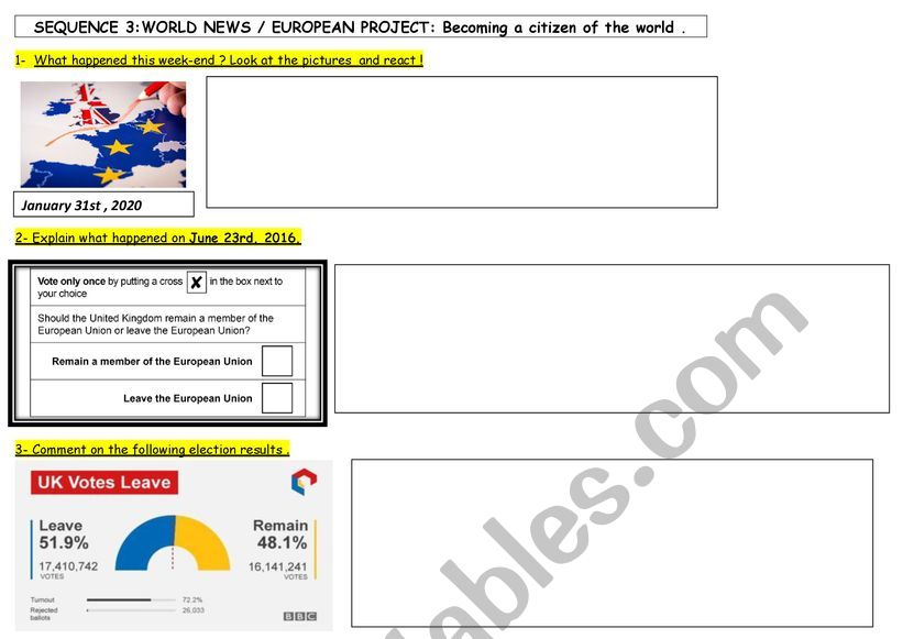 Brexit worksheet