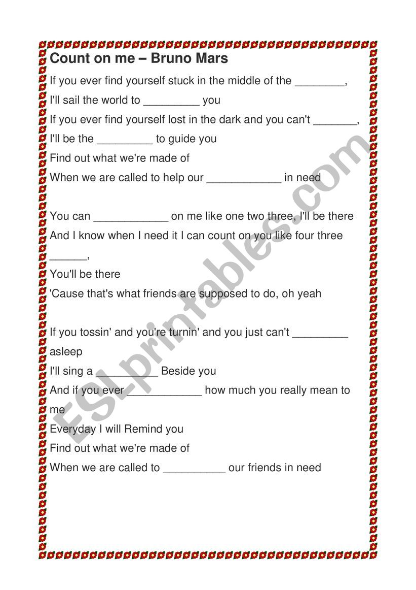 Count on me worksheet
