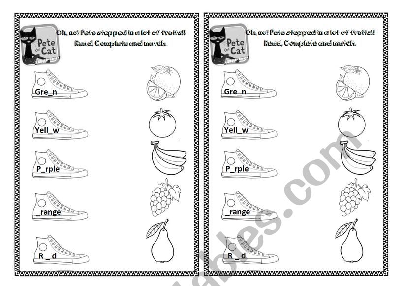 Pete the cat - ESL worksheet by flower_power