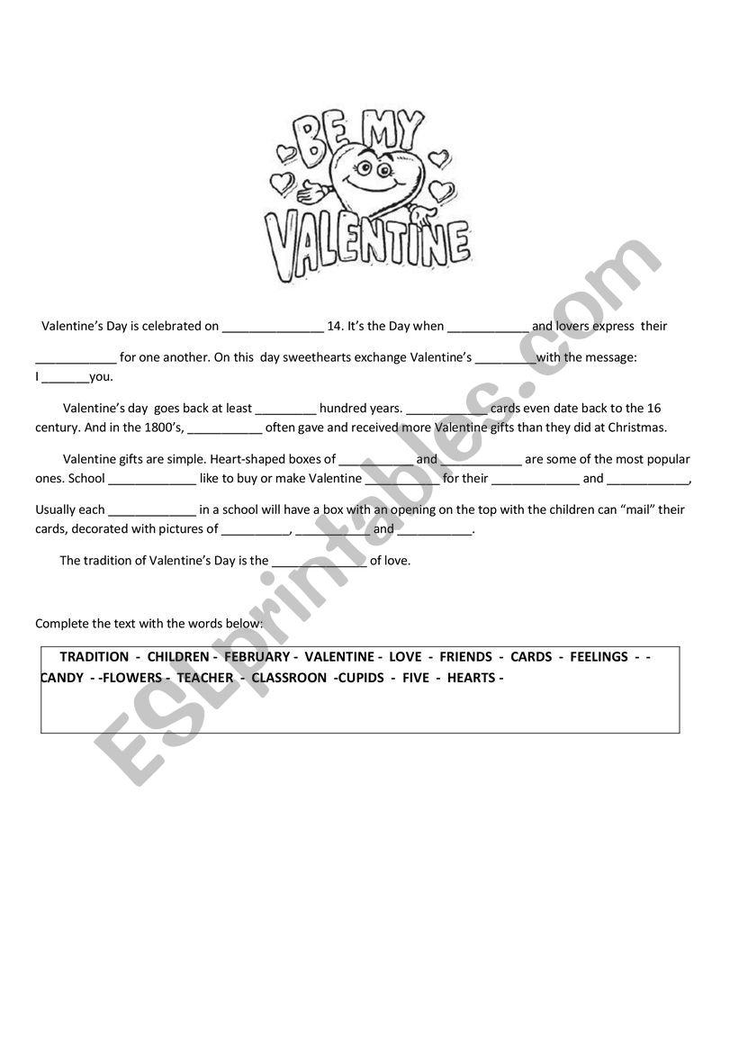 Valentine�day worksheet