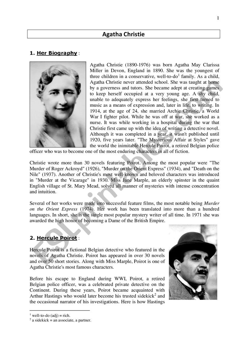 Agatha Christie worksheet