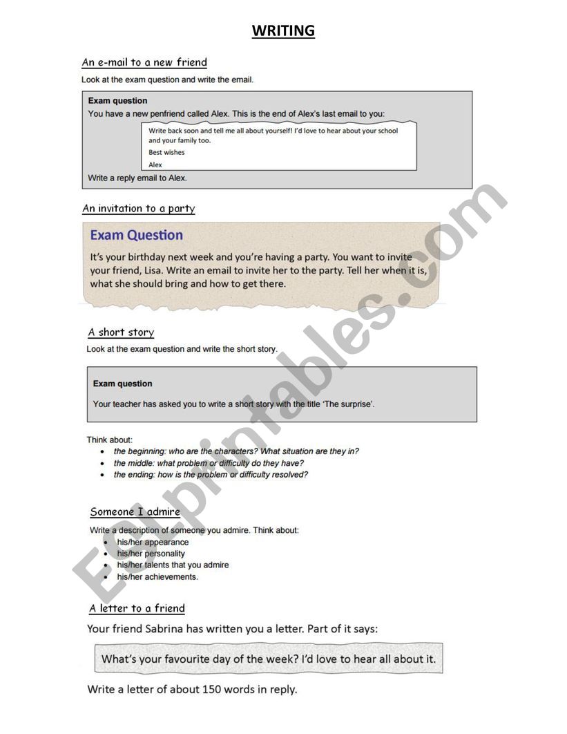 Writing Practice worksheet