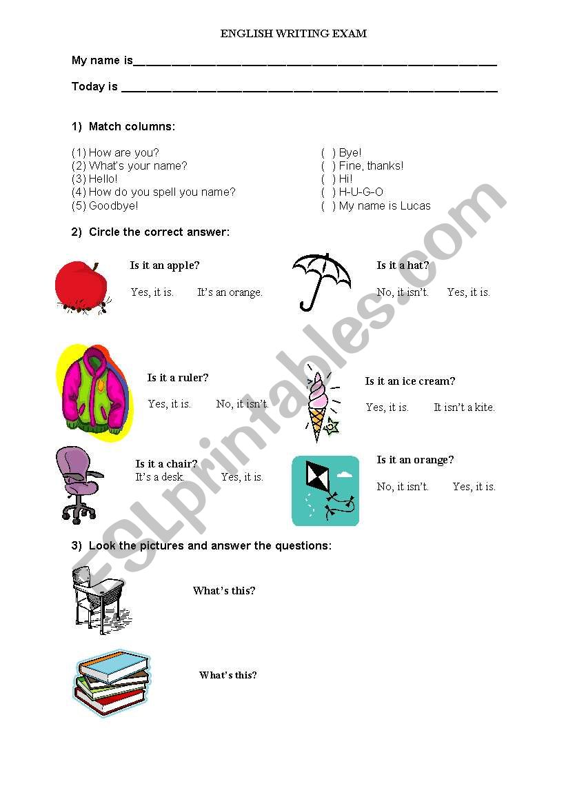 Objects and Verb to be worksheet