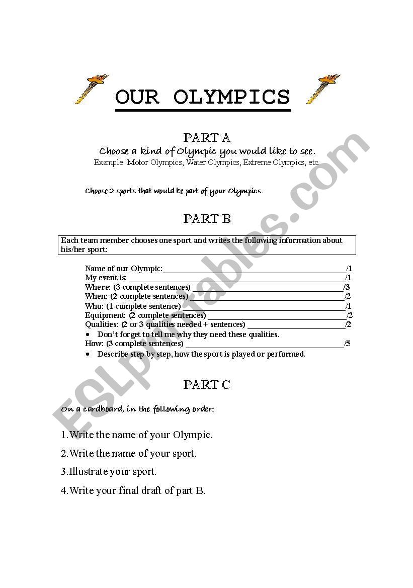 Our Olympics worksheet
