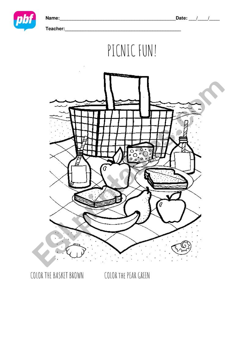 picnic worksheet