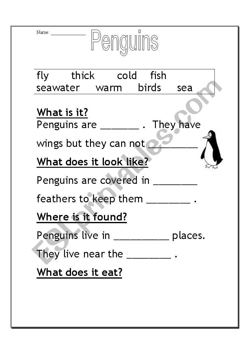 Penguins worksheet