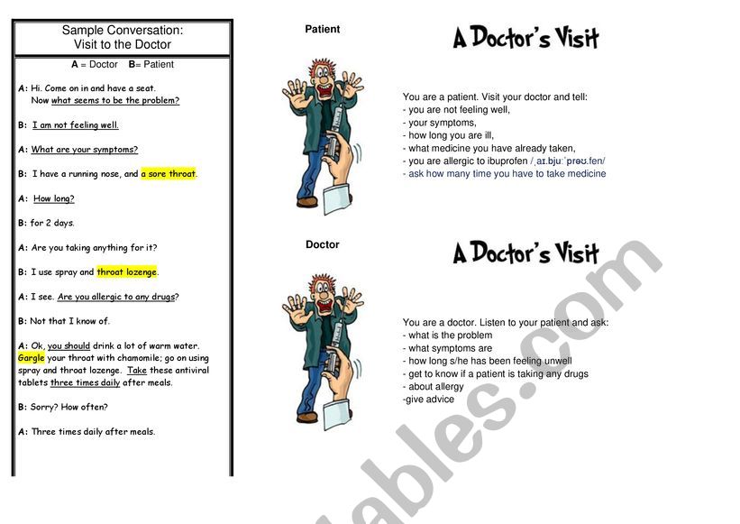 Visiting a doctor role play worksheet