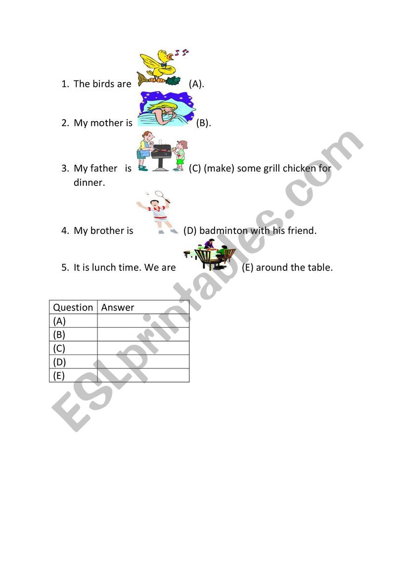 Present continuous Tense worksheet