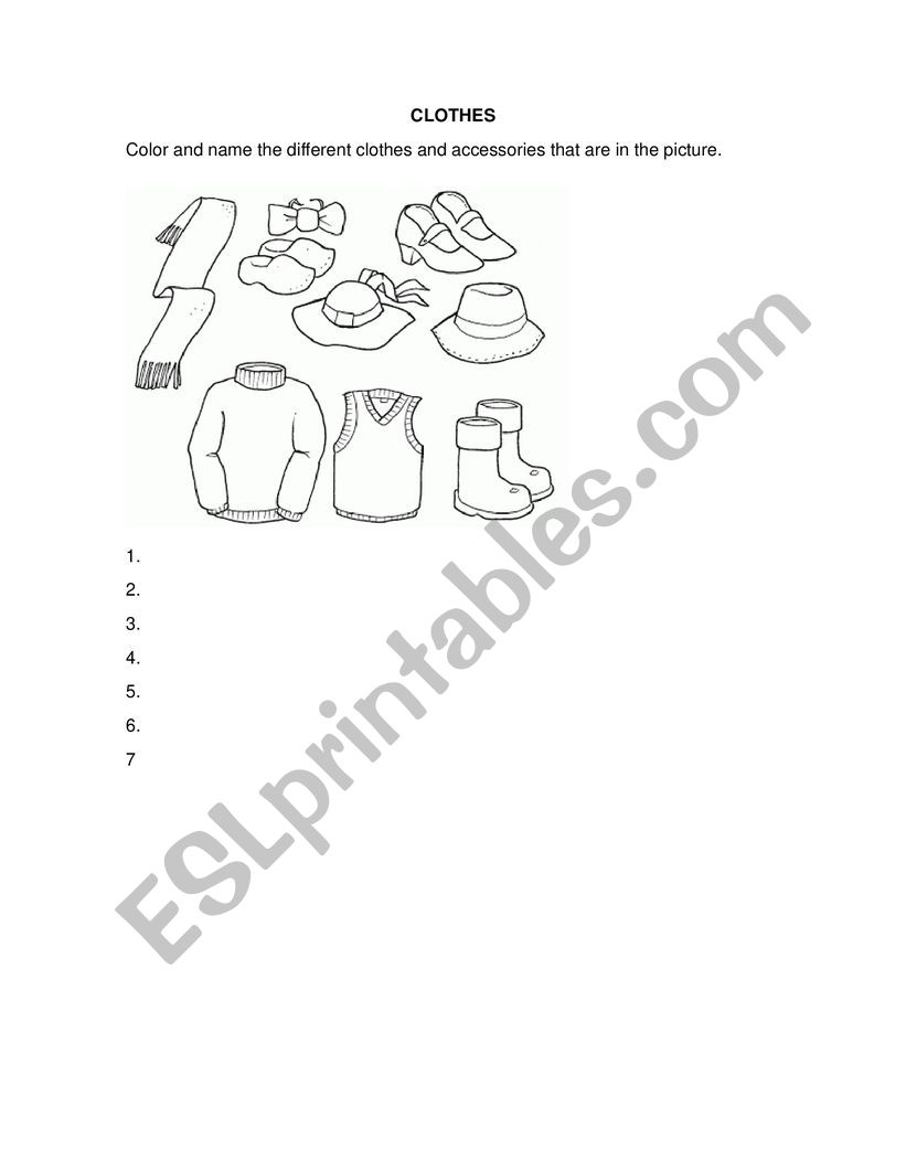 Clothes worksheet