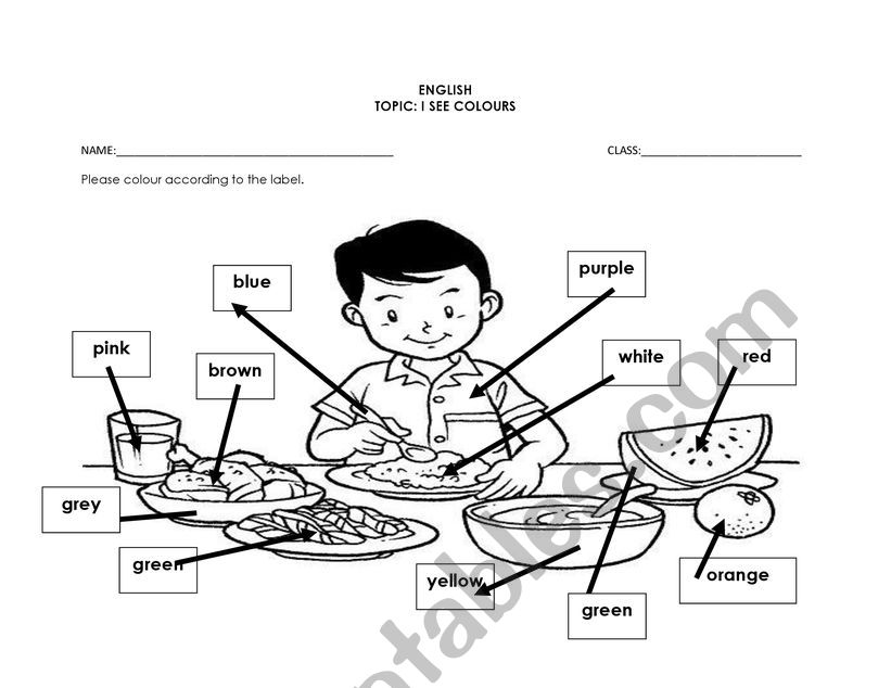 Colours worksheet