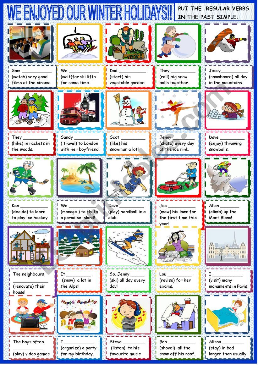 Winter holidays Past simple regular verbs