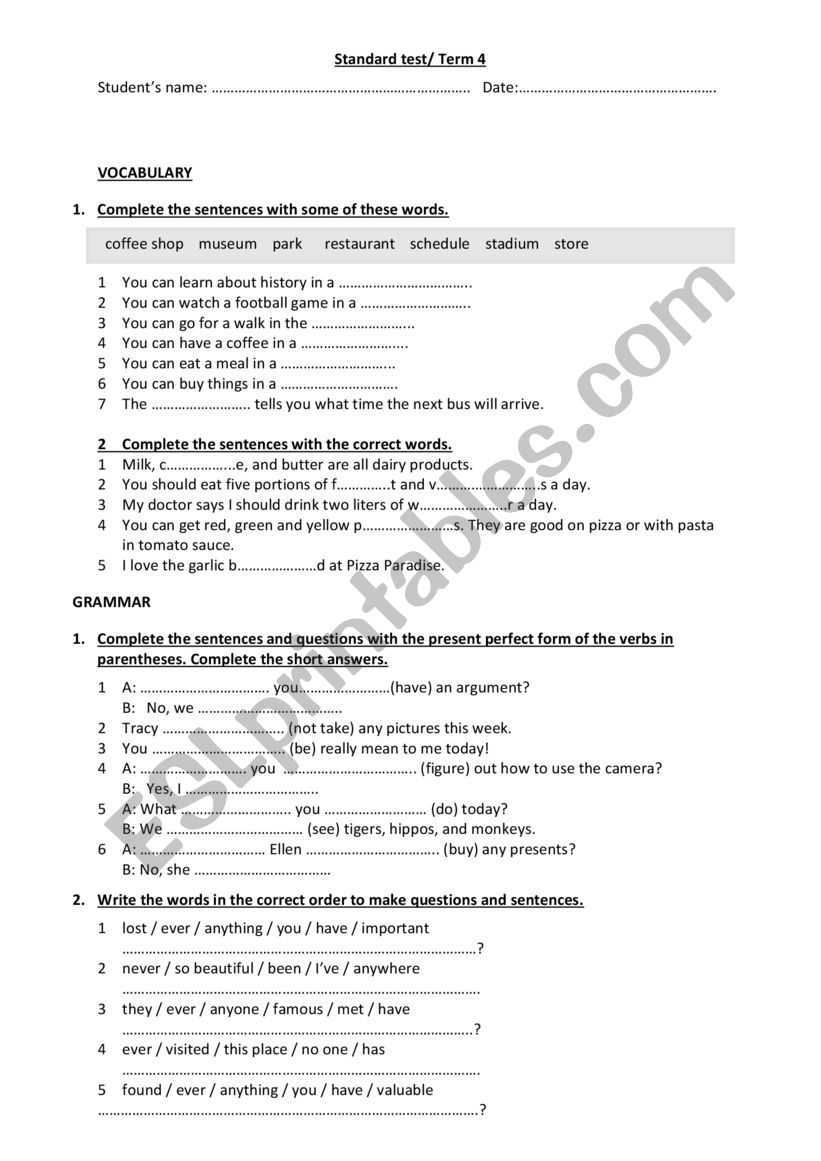 test based on insights textbook