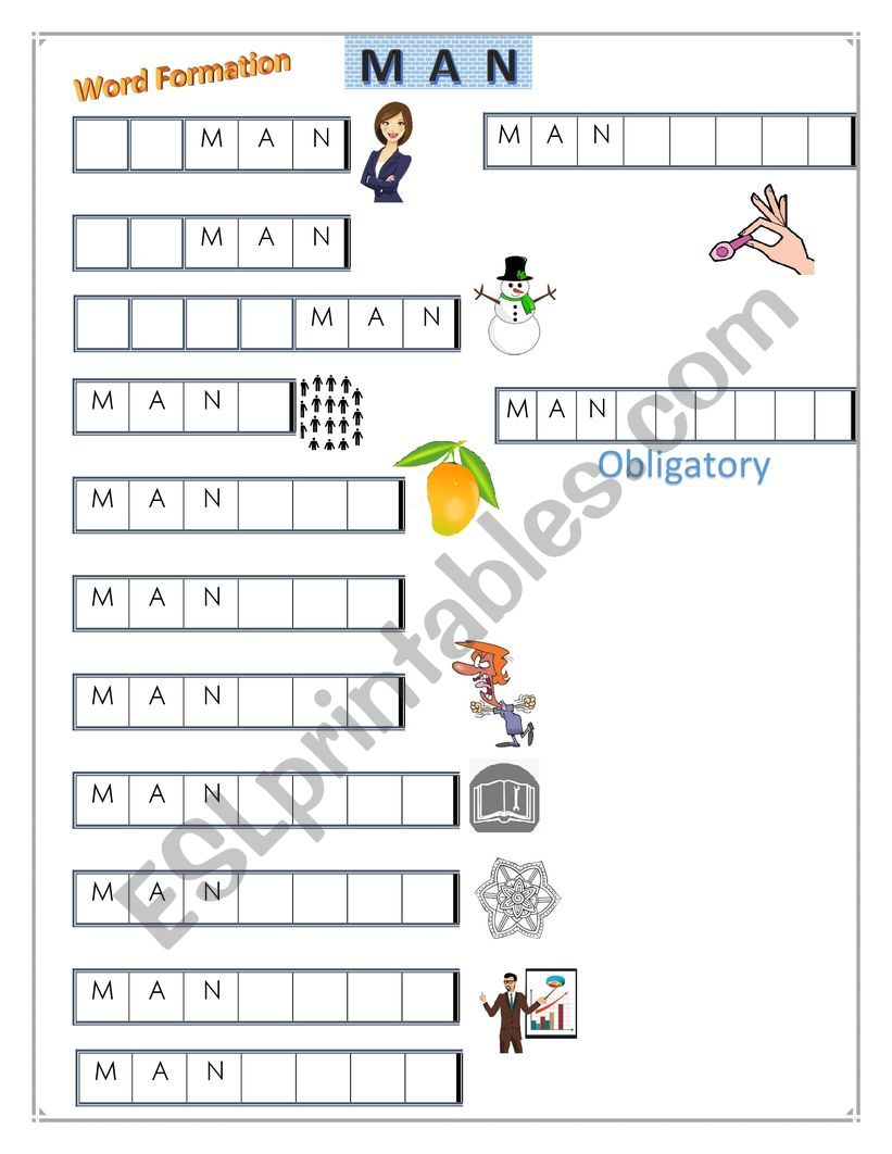 Word building worksheet