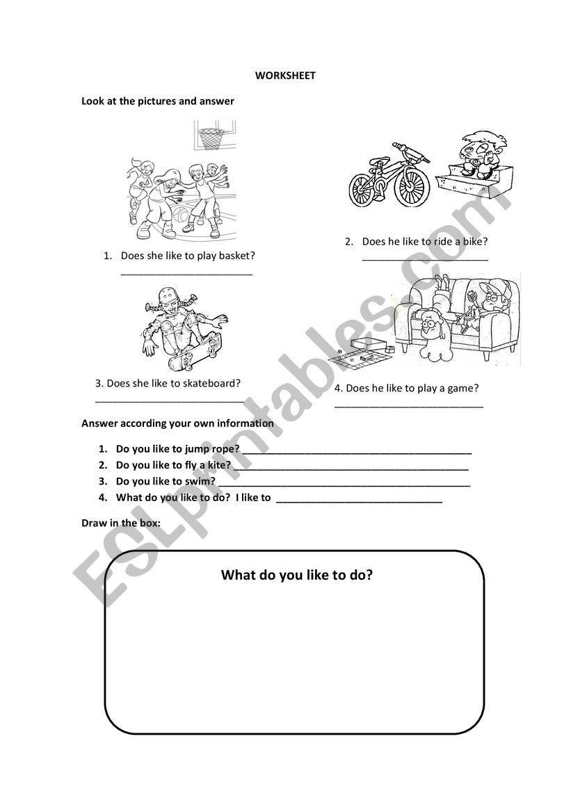 Questions with like worksheet