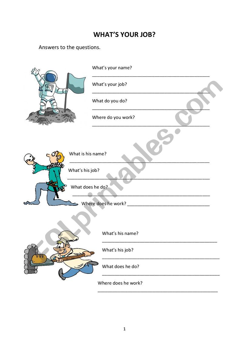 What do you do? worksheet