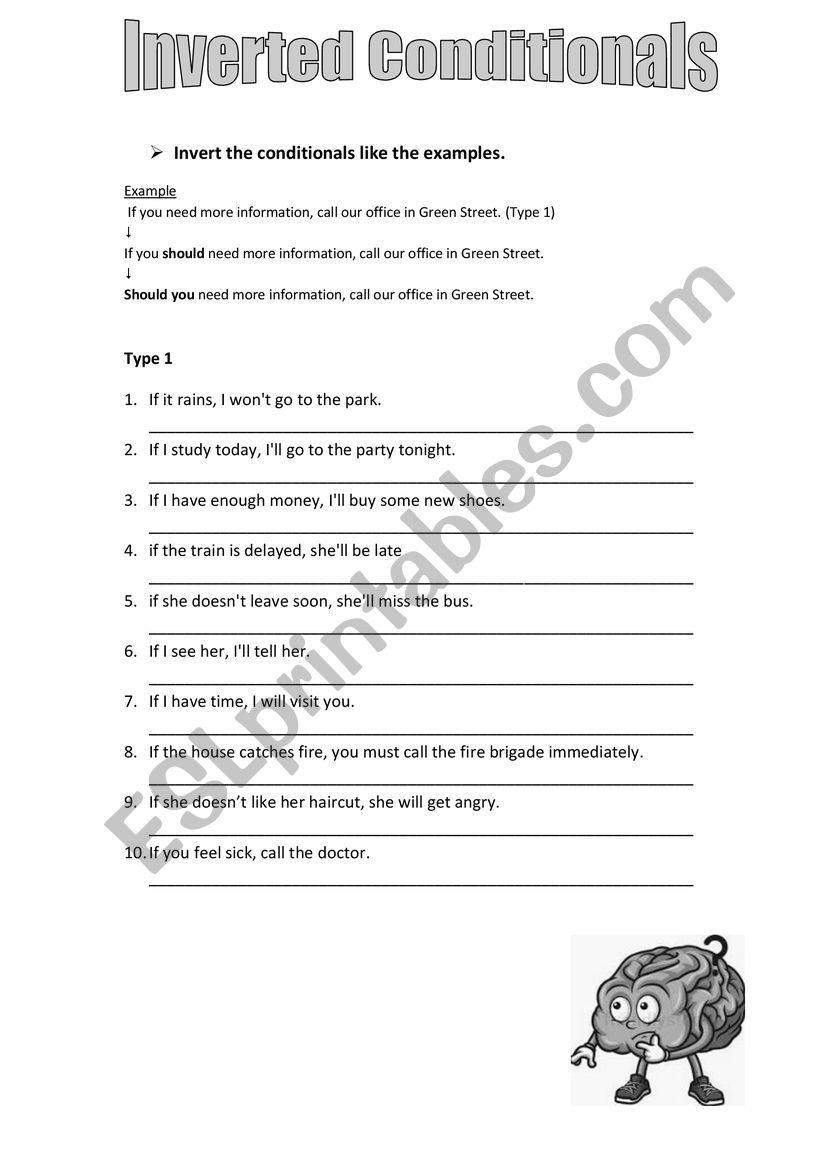 Inverted Conditionals worksheet