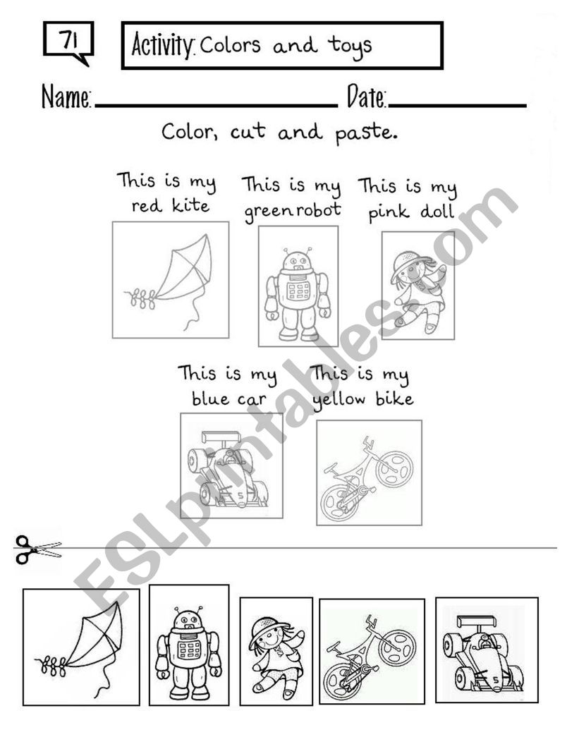 Colors and Toys worksheet