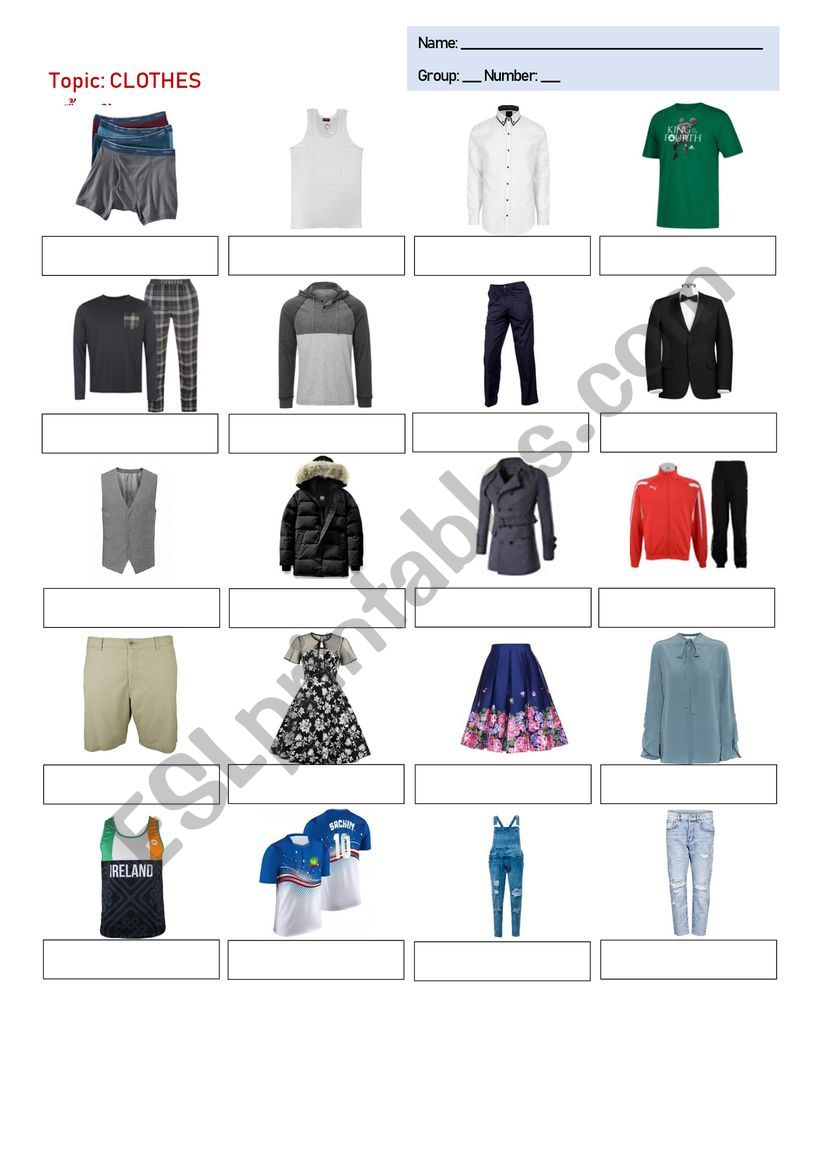 Clothes worksheet