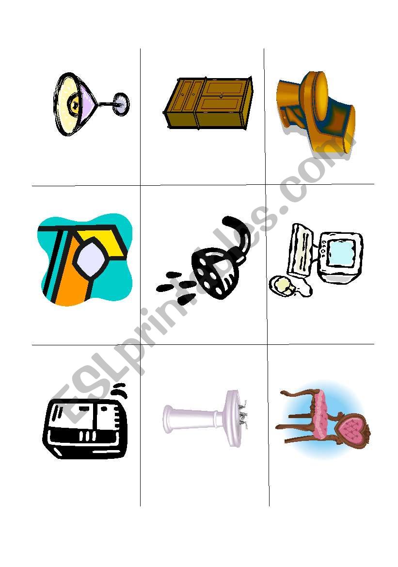 Furniture bingo  worksheet