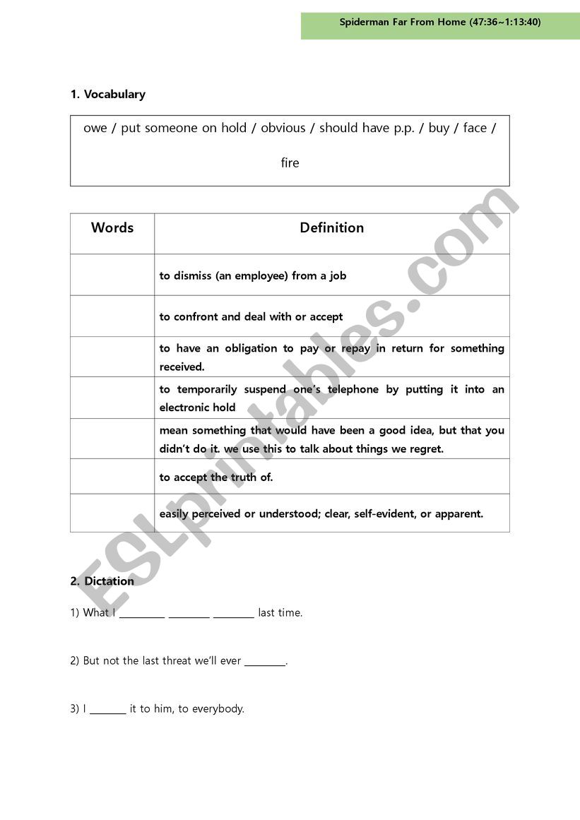 Spiderman Far From Home Worksheet 3