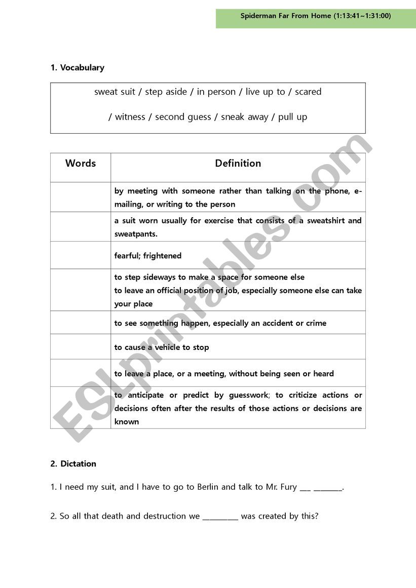 Spiderman Far From Home Worksheet 4