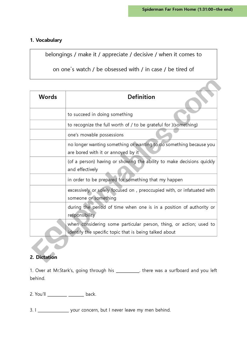 Spiderman Far From Home Worksheet 5