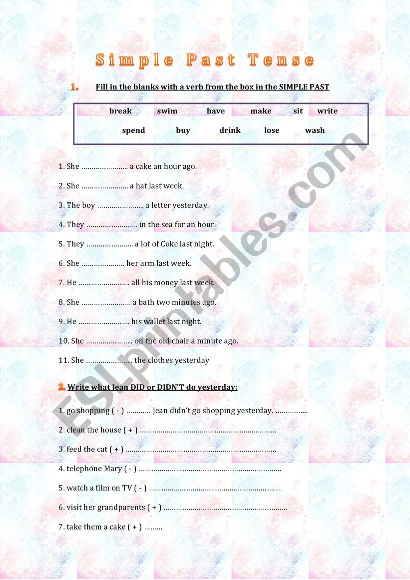 Simple Past worksheet