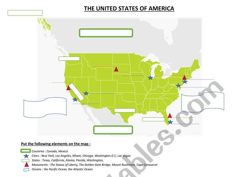 USA - Geography worksheet