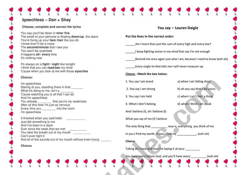 St. Valentine�s activity worksheet