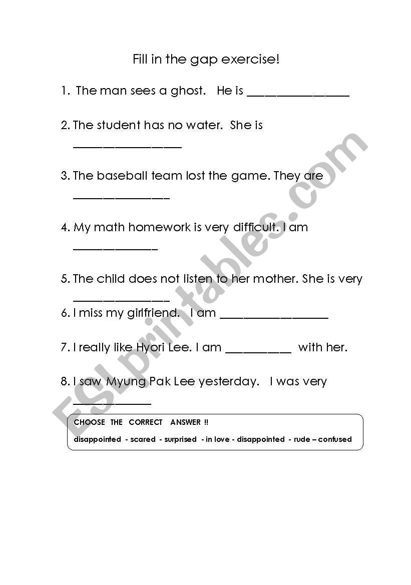 Emotions worksheet