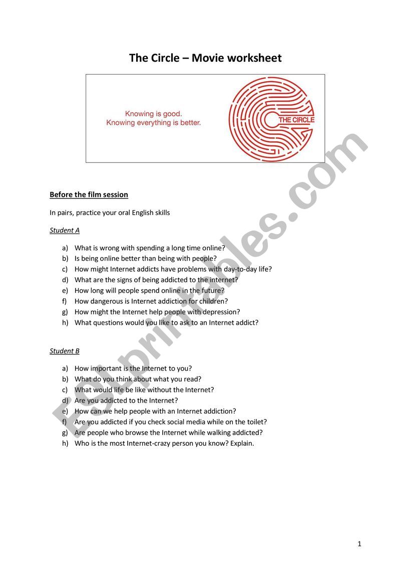 The Circle - Movie worksheet worksheet