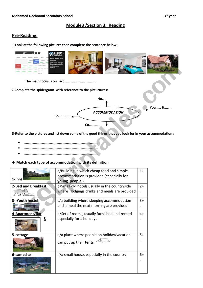 module3 ACCOMMODATION worksheet