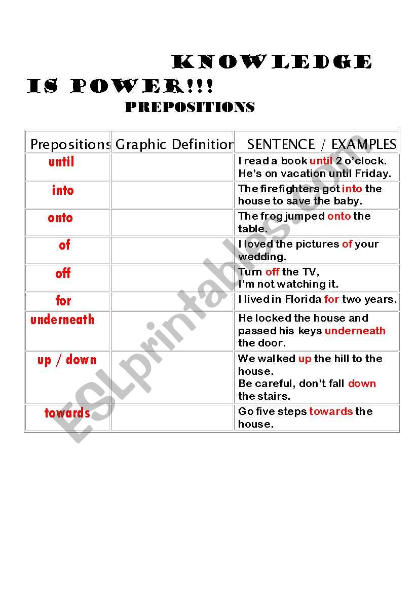 prepositon worksheet