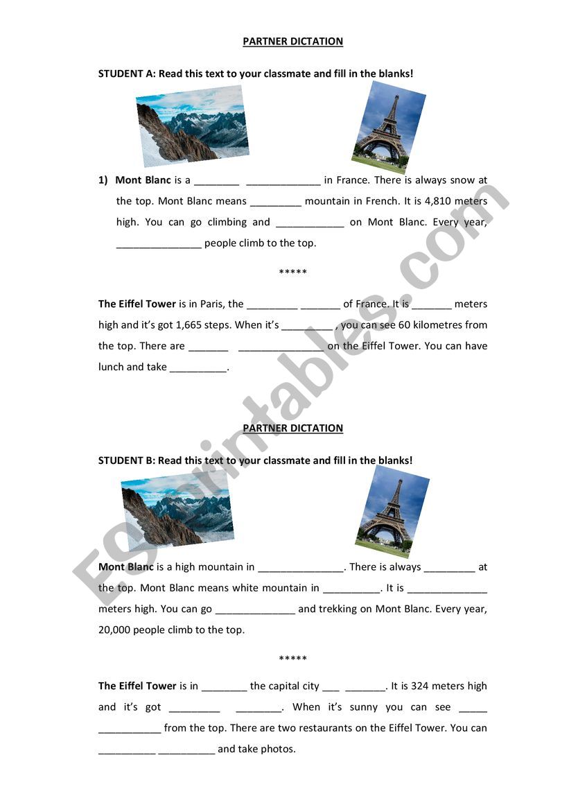 Partner Dictation. Landscape and Comparatives. Large Numbers.