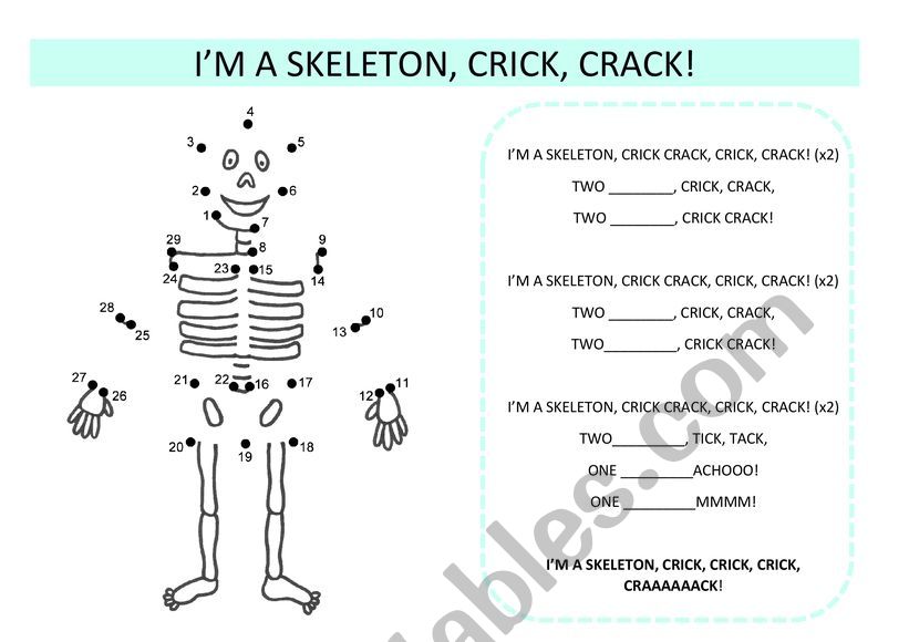 I�m a skeleton song worksheet