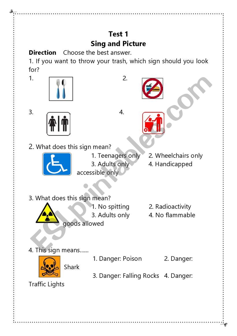 Sign and Picture worksheet