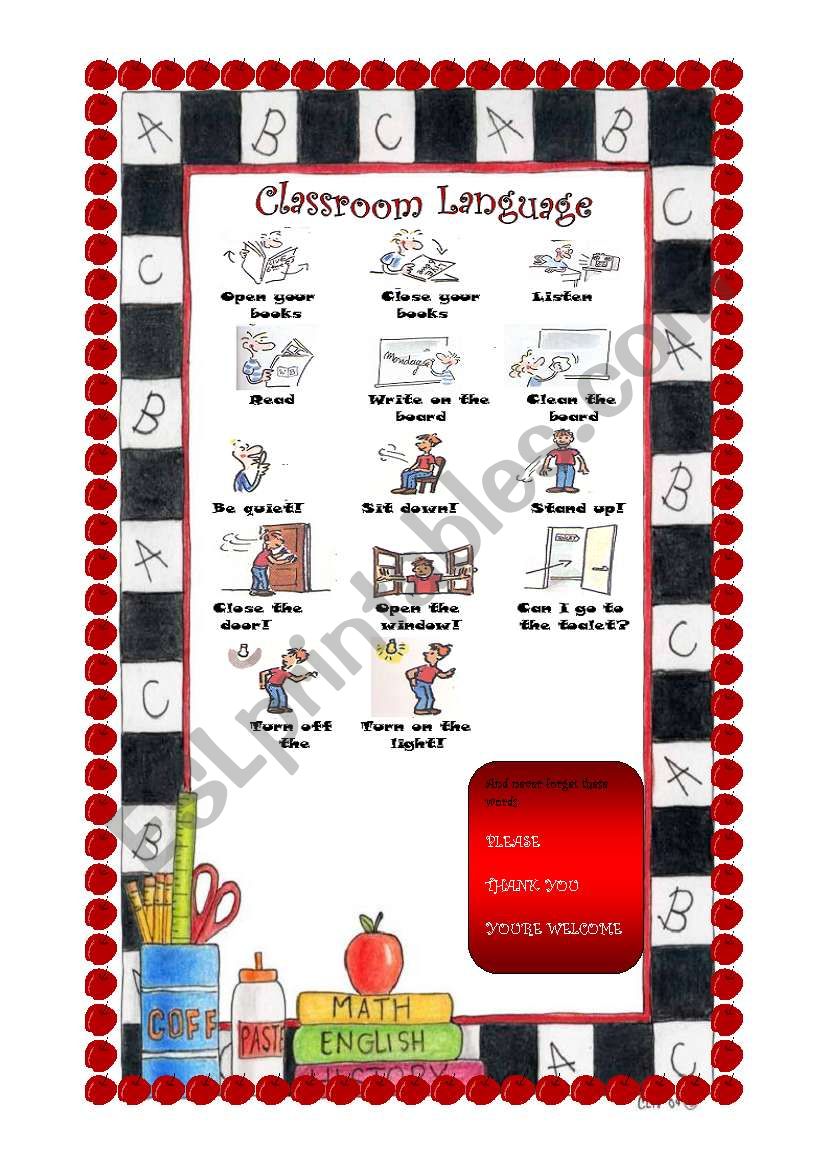 Classroom Language Poster worksheet
