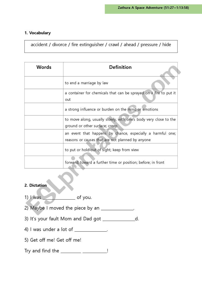 Zathura A Space Adventure worksheet 3