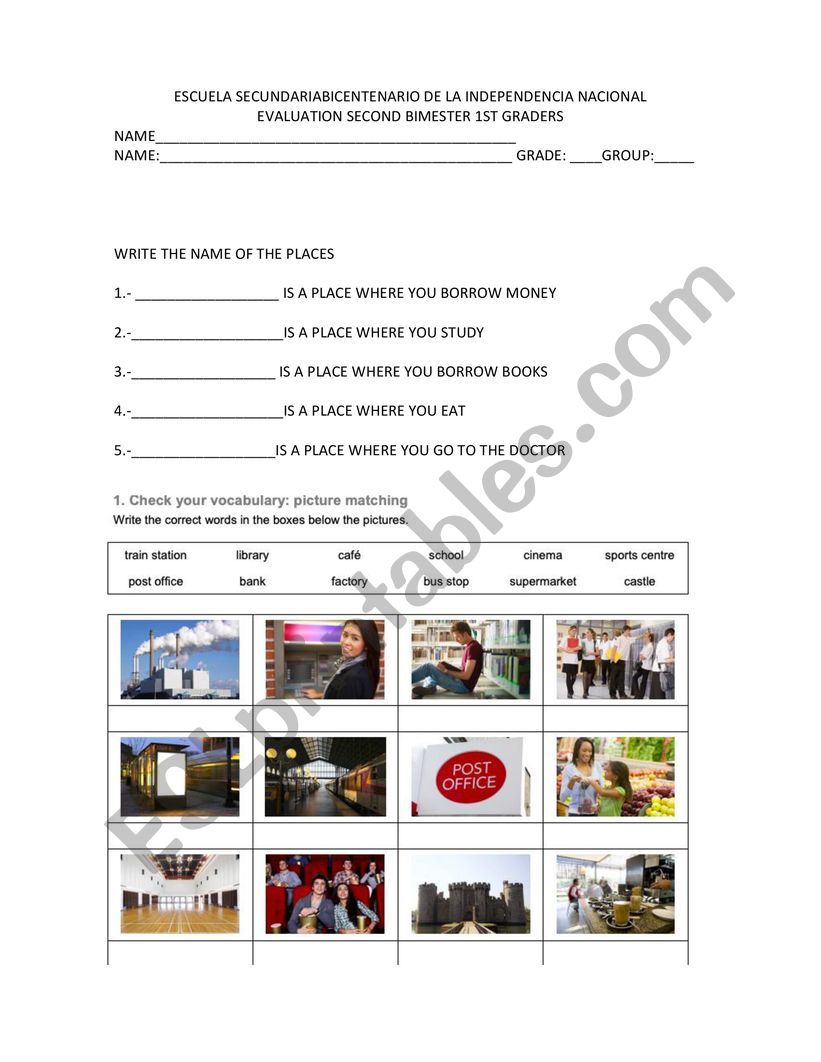 prepositions of place worksheet