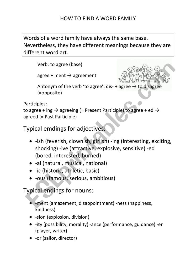 word family worksheet