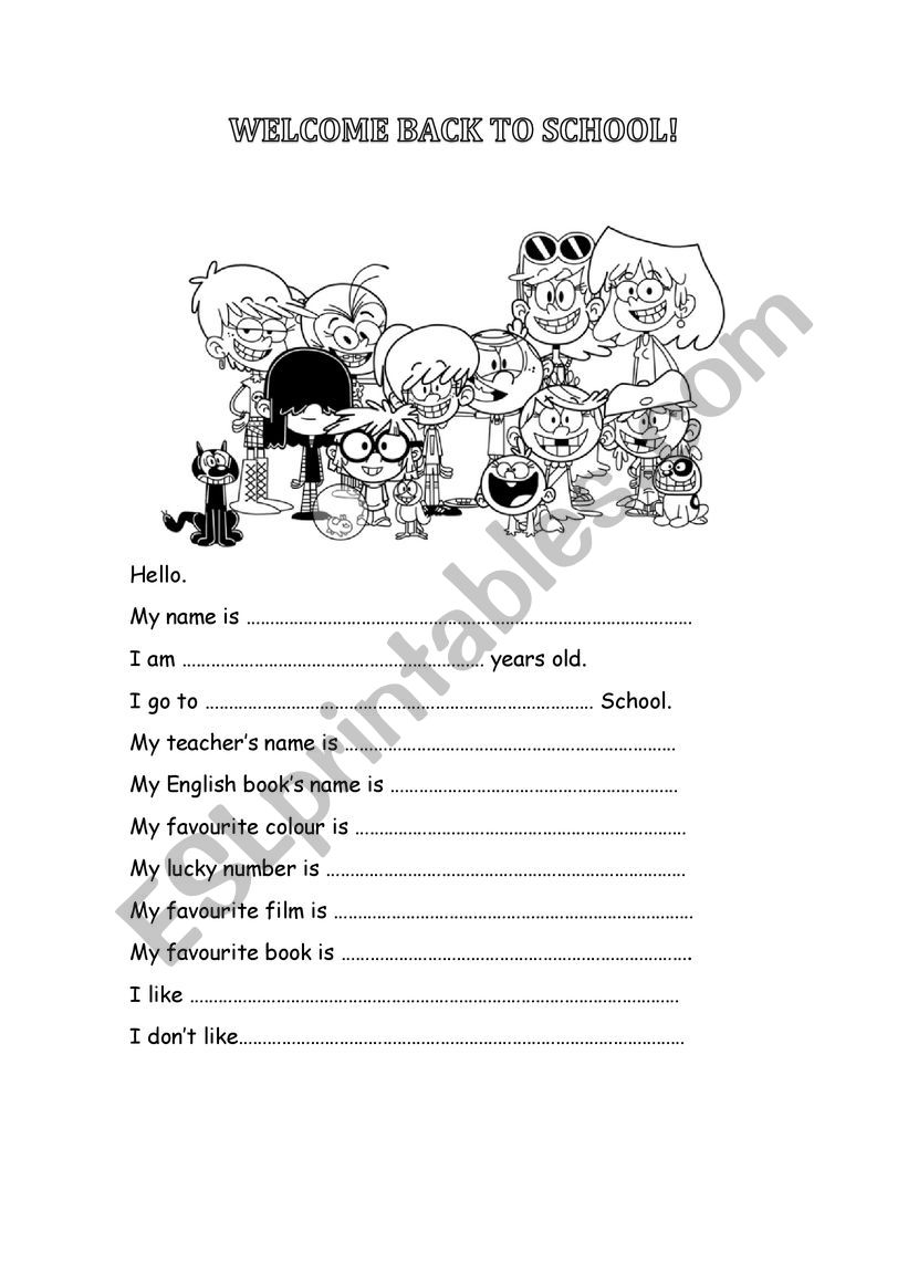 Welcome back to school! worksheet