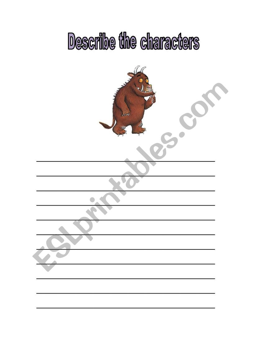 describe the character worksheet